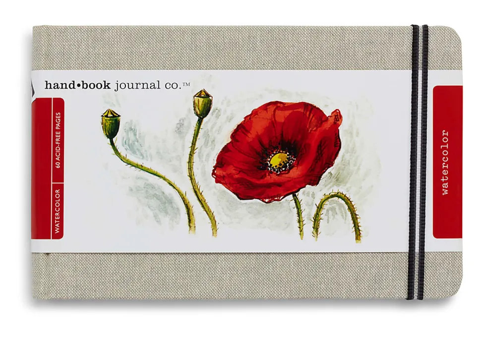 Speedball Handbook Watercolor Journal, 5-1/8" x 8", Unruled, 60 Sheets, Natural Linen