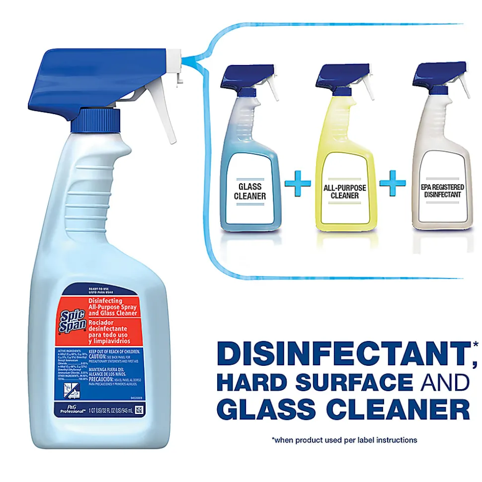 Spic And Span® Disinfecting All-Purpose Spray & Glass Cleaner, 32 Oz, 4 Spray Trigger Per Case, Case Of 8 Bottles