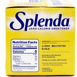 Splenda Single-serve Sweetener Packets - Packet - 0.035 oz (1 g) - Artificial Sweetener - 6/Carton - 400 Per Box