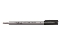 Staedtler Lumocolor Fine Point Waterbased Marker - Fine Point Type - Black Water Based Ink - Black Polypropylene Barrel - 10 / Box
