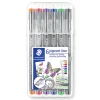 Staedtler® Pigment Liner Sketch Pens, Fine Point, 0.5 mm, Black Barrels, Assorted Inks, Pack Of 6 Pens