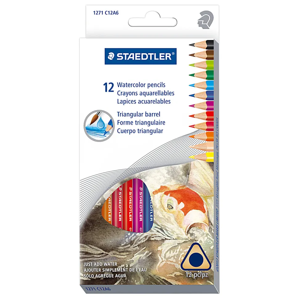 Staedtler® Watercolor Pencils, 5 mm Point, Assorted Colors, Box Of 12 Pencils