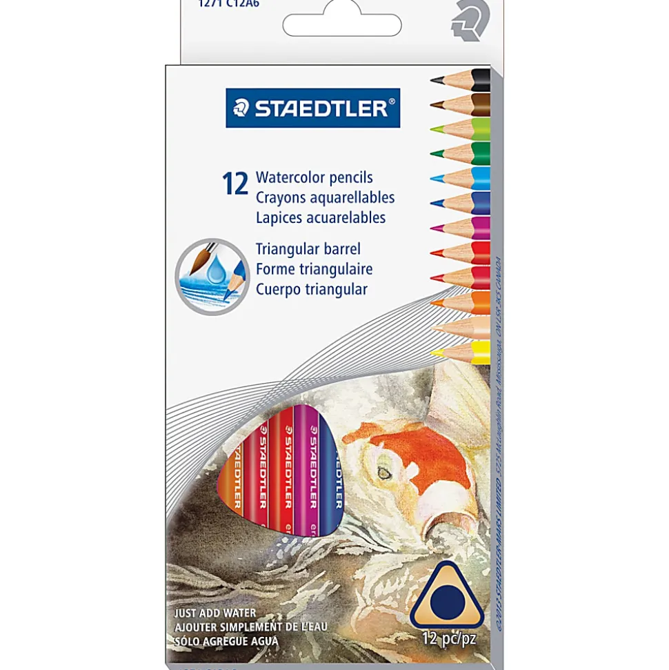 Staedtler® Watercolor Pencils, 5 mm Point, Assorted Colors, Box Of 12 Pencils