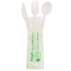 StalkMarket Compostable Assorted Cutlery, 6 1/2", White, Box Of 250 Pieces