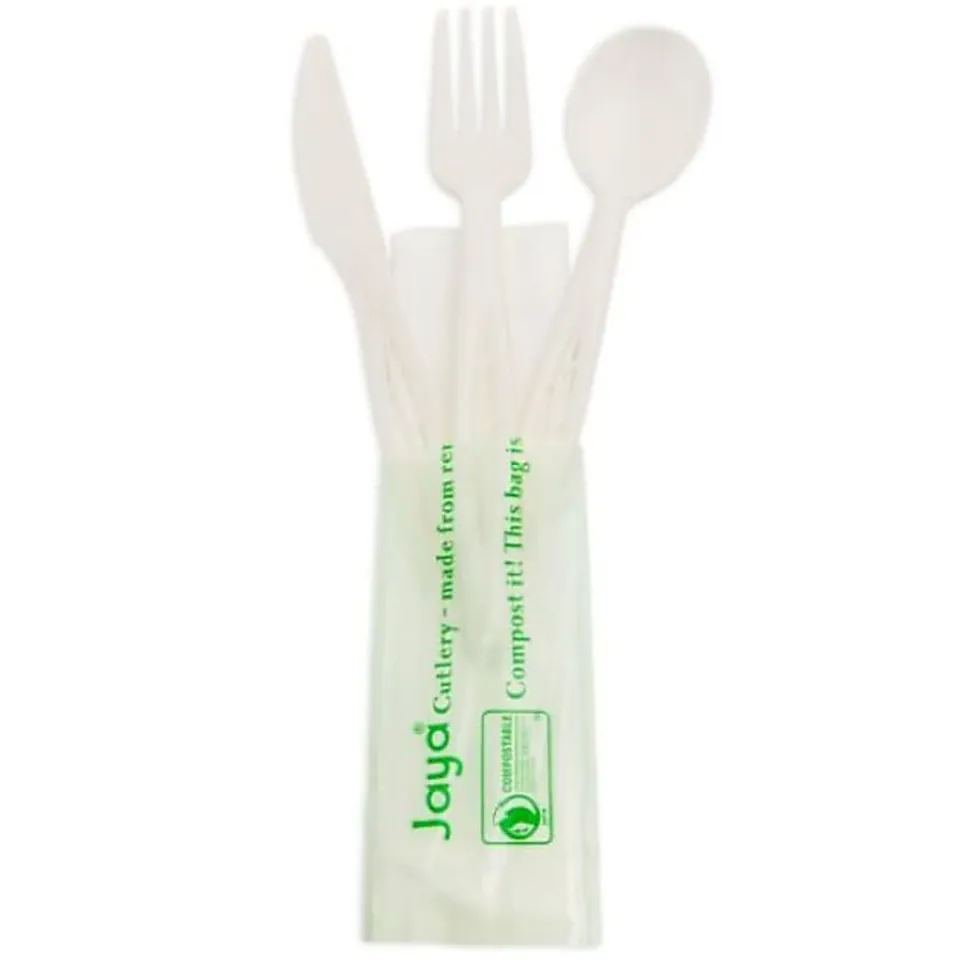 StalkMarket Compostable Assorted Cutlery, 6 1/2", White, Box Of 250 Pieces