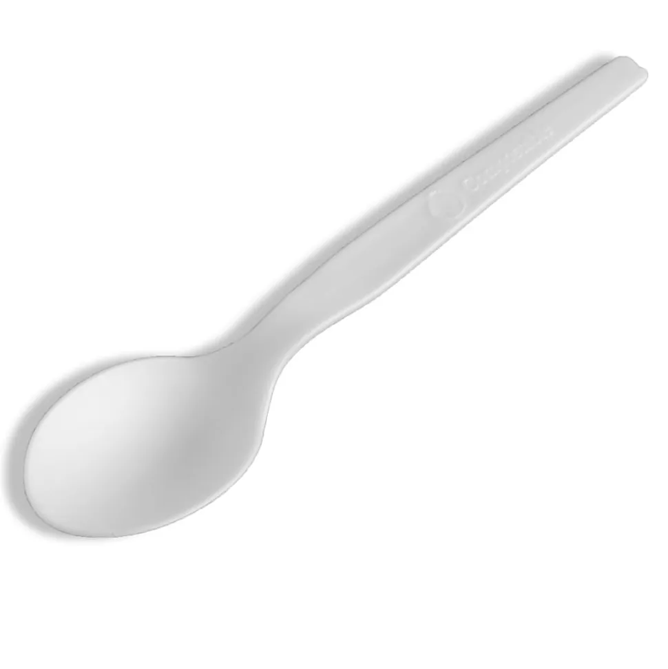 StalkMarket Compostable Cutlery Spoons, 6", White, Pack Of 1,000 Spoons