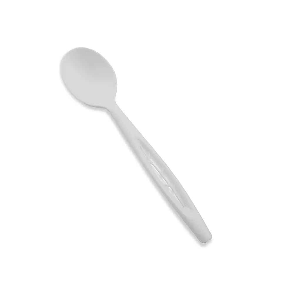 StalkMarket Compostable Heavyweight Spoons, 6 1/2", White, 50 Spoons Per Box, Case Of 20 Boxes