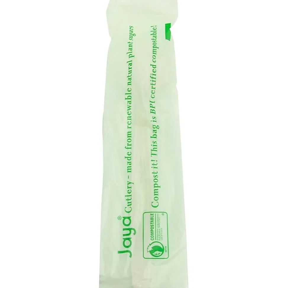 StalkMarket Compostable Individually Wrapped Spoons, 6 1/2", White, Pack Of 750 Spoons