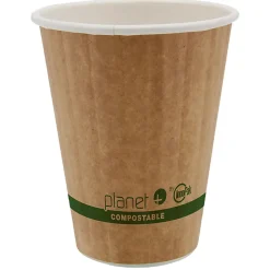 StalkMarket Planet+ Compostable Hot Cups, Double Wall, 8 Oz, Brown, Pack Of 1,000 Cups