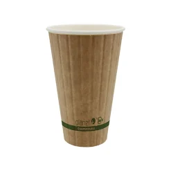StalkMarket Planet+ Compostable Hot Cups, Double Wall, 16 Oz, Brown, Pack Of 600 Cups