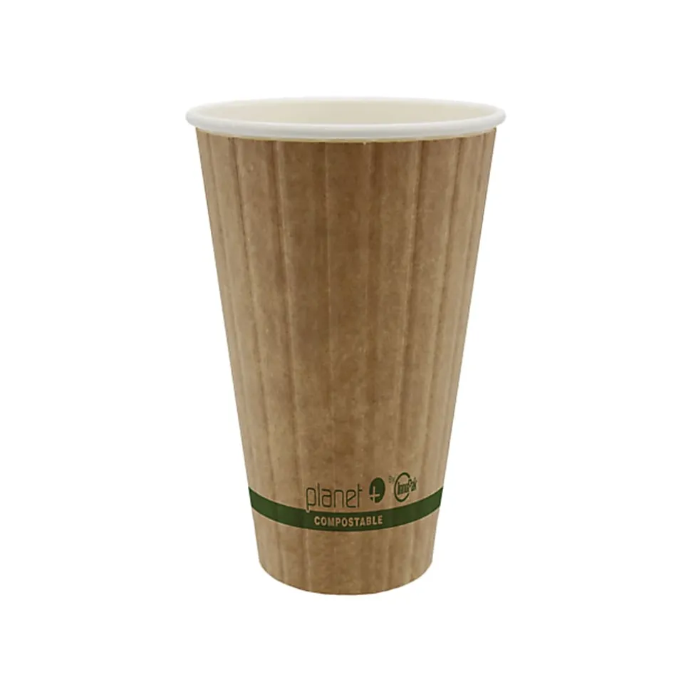 StalkMarket Planet+ Compostable Hot Cups, Double Wall, 16 Oz, Brown, Pack Of 600 Cups