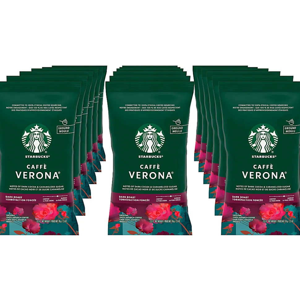 Starbucks® Caffé Verona Ground Coffee, Dark Roast, 2.5 Oz Per Bag, Box Of 18 Packets