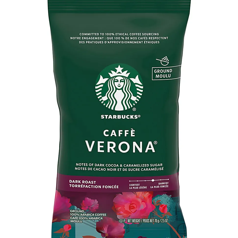 Starbucks® Caffé Verona Ground Coffee, Dark Roast, 2.5 Oz Per Bag, Box Of 18 Packets