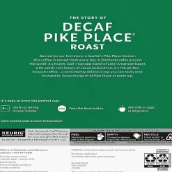 Starbucks® K-Cup Decaf Pike Place Roast Coffee, 24/Pack, 4/Box, 12434952CT