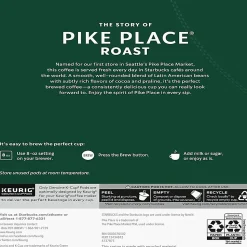 Starbucks® K-Cup Pike Place Roast Coffee - Compatible with Keurig Brewer - Medium - K-Cup - Pike Place Roast - 24/Box - 4 / Carton