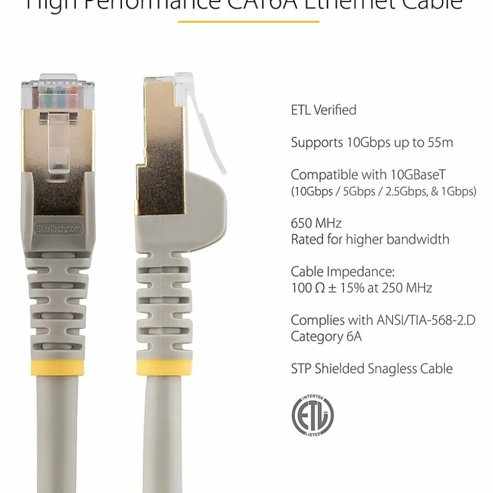 StarTech CAT6a Ethernet Cable, 10'