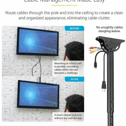 StarTech.com Ceiling TV Mount For 32 to 75" TVs, 8.2' to 9.8' Long Pole
