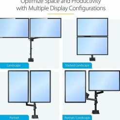 StarTech.com Desk Mount Dual Monitor Arm - Full Motion Monitor Mount for 2x VESA Displays up to 32