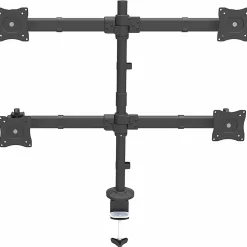 StarTech.com Desk Mount Quad Monitor Arm - 4 VESA Displays up to 27" - Ergonomic Height Adjustable Articulating Pole Mount - Clamp/Grommet