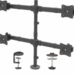 StarTech.com Desk Mount Quad Monitor Arm - 4 VESA Displays up to 27" - Ergonomic Height Adjustable Articulating Pole Mount - Clamp/Grommet
