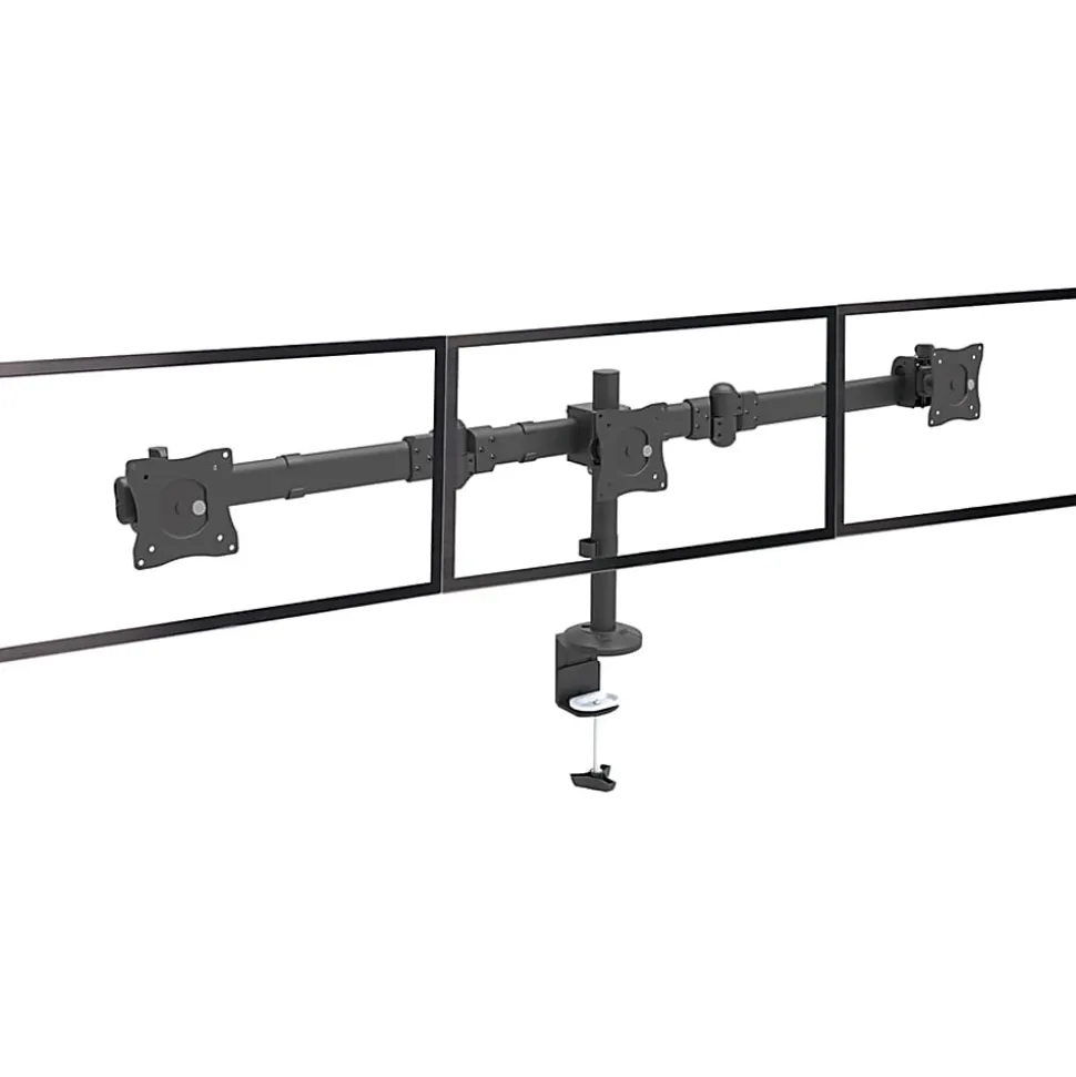 StarTech.com Desk Mount Triple Monitor Arm - Articulating - Steel - For VESA Monitors up to 27"- Clamp/Grommet - 3 Monitor Stand (ARMTRIO)