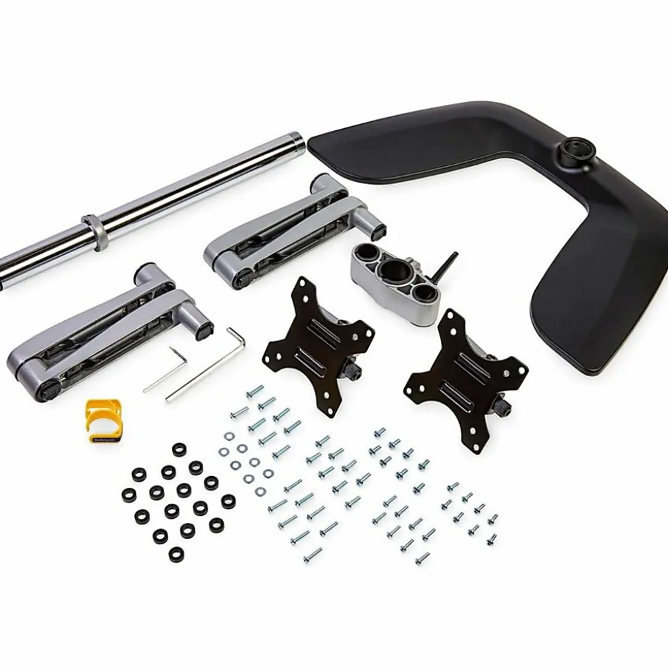 StarTech.com Dual Monitor Stand - Articulating Arms - Height Adjustable - For VESA Mount Monitors up to 32 - Steel/Aluminum - Black, Silver