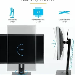 StarTech.com Free Standing Single Monitor Mount, Height Adjustable Ergonomic Monitor Desk Stand, For VESA Mount Displays up to 32" (15lb)