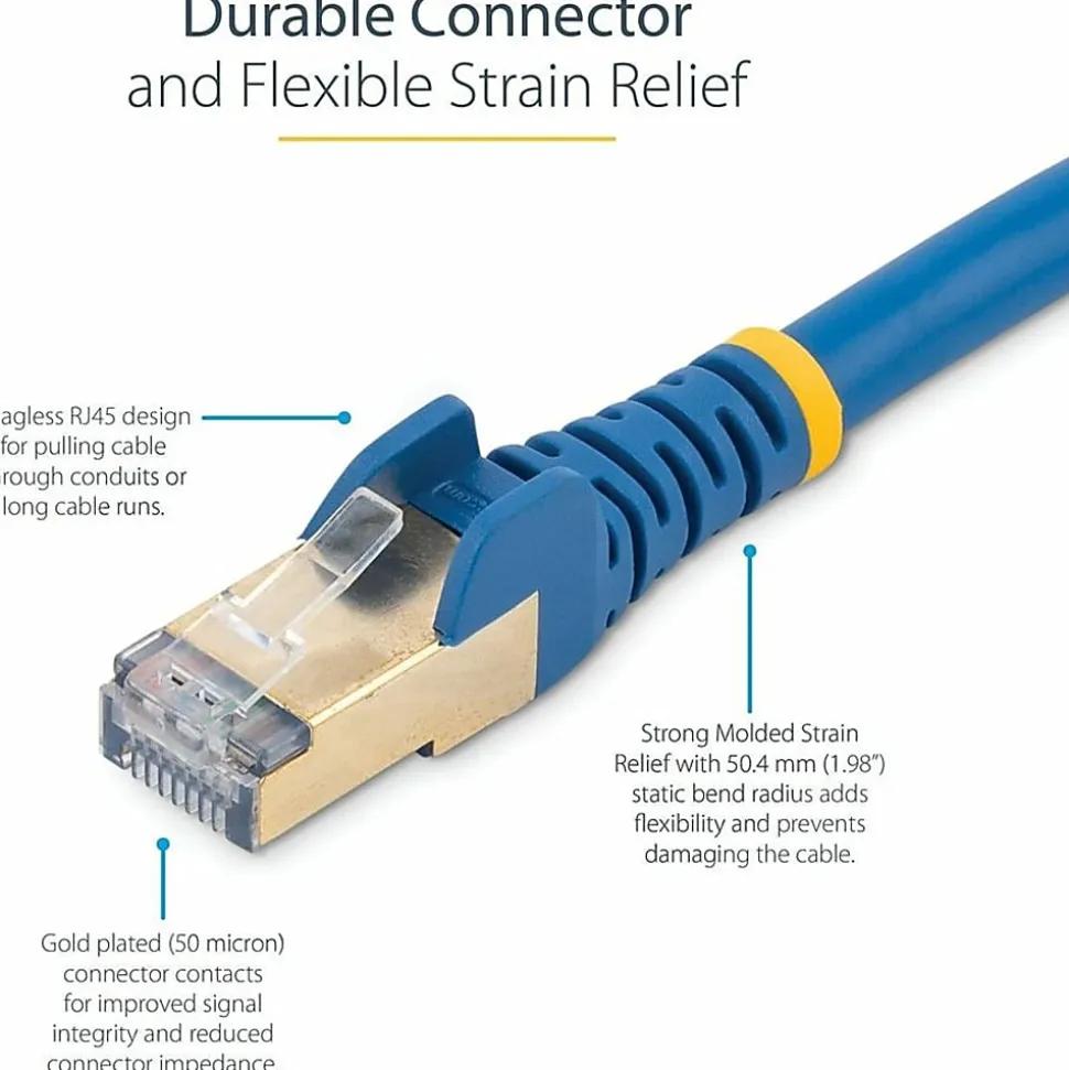 StarTech.com 6 ft CAT6a Ethernet Cable - 10 Gigabit Category 6a Shielded Snagless RJ45 100W PoE Patch Cord - 10GbE Blue UL/TIA Certified