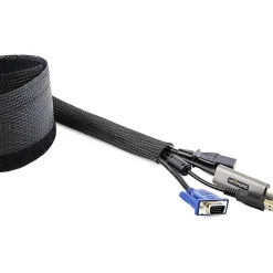 StarTech.com 10ft (3m) Cable Management Sleeve, Braided Mesh Wire Wraps/Floor Cable Covers, Computer Cable Manager/Cord Concealer
