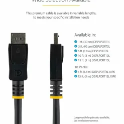 StarTech.com 6ft (2m) DisplayPort 1.2 Cable 10 Pack, 4K x 2K UHD VESA Certified DisplayPort Cable, DP Cable/Cord  - DISPLPORT6L10PK