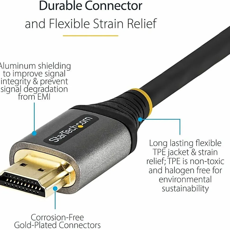 StarTech.com 3ft/1m HDMI 2.1 Cable, Certified Ultra High Speed HDMI Cable 48Gbps, 8K 60Hz/4K 120Hz HDR10+, 8K HDMI Cable, Monitor/Display