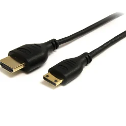 StarTech.com 3ft Mini HDMI to HDMI Cable with Ethernet, 4K 30Hz High Speed Slim Mini HDMI 1.4 (Type-C) Device to HDMI Adapter Cable/Cord