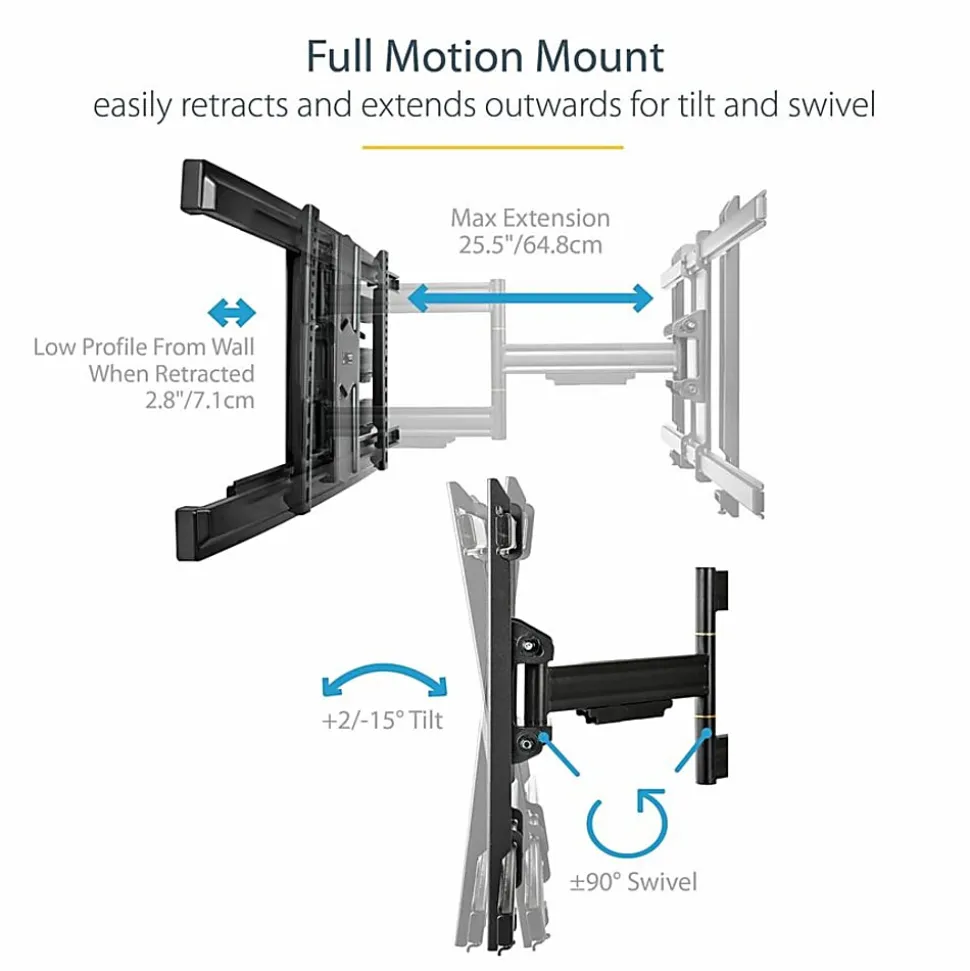 StarTech.com Full Motion TV Wall Mount - For up to 80" VESA Mount Displays - Articulating Arm - Steel - FPWARTS1
