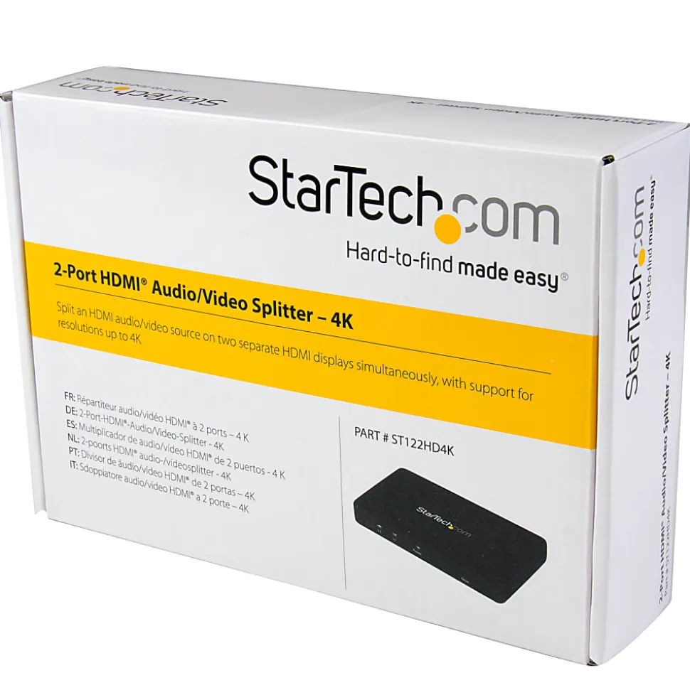 StarTech.com HDMI Splitter 1 In 2 Out - 4k 30Hz - 2 Port - Aluminum - HDMI Multi Port - HDMI Audio Splitter - ST122HD4K