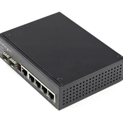 StarTech.com Industrial 5 Port Gigabit Ethernet Switch 5 PoE RJ45 +2 SFP Slots 30W PoE+ 48VDC 10/100/1000 Mbps - IES1G52UPDIN