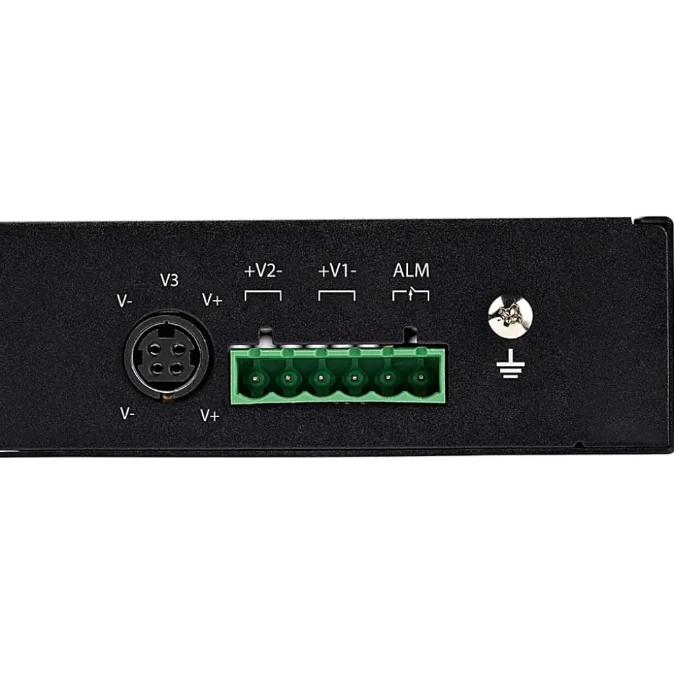 StarTech.com Industrial 5 Port Gigabit Ethernet Switch 5 PoE RJ45 +2 SFP Slots 30W PoE+ 48VDC 10/100/1000 Mbps - IES1G52UPDIN