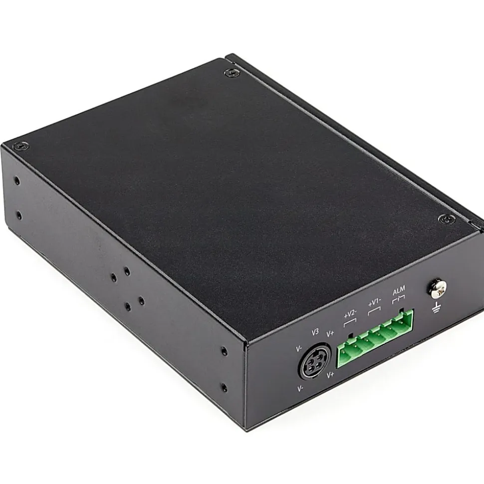 StarTech.com Industrial 5 Port Gigabit Ethernet Switch 5 PoE RJ45 +2 SFP Slots 30W PoE+ 48VDC 10/100/1000 Mbps - IES1G52UPDIN