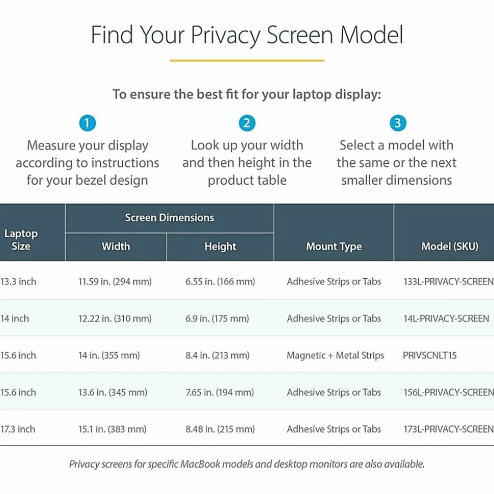 StarTech.com 15 in Laptop Privacy Screen - Matte or Glossy - Magnetic - Laptop Security Screen Filter (PRIVSCNLT15)