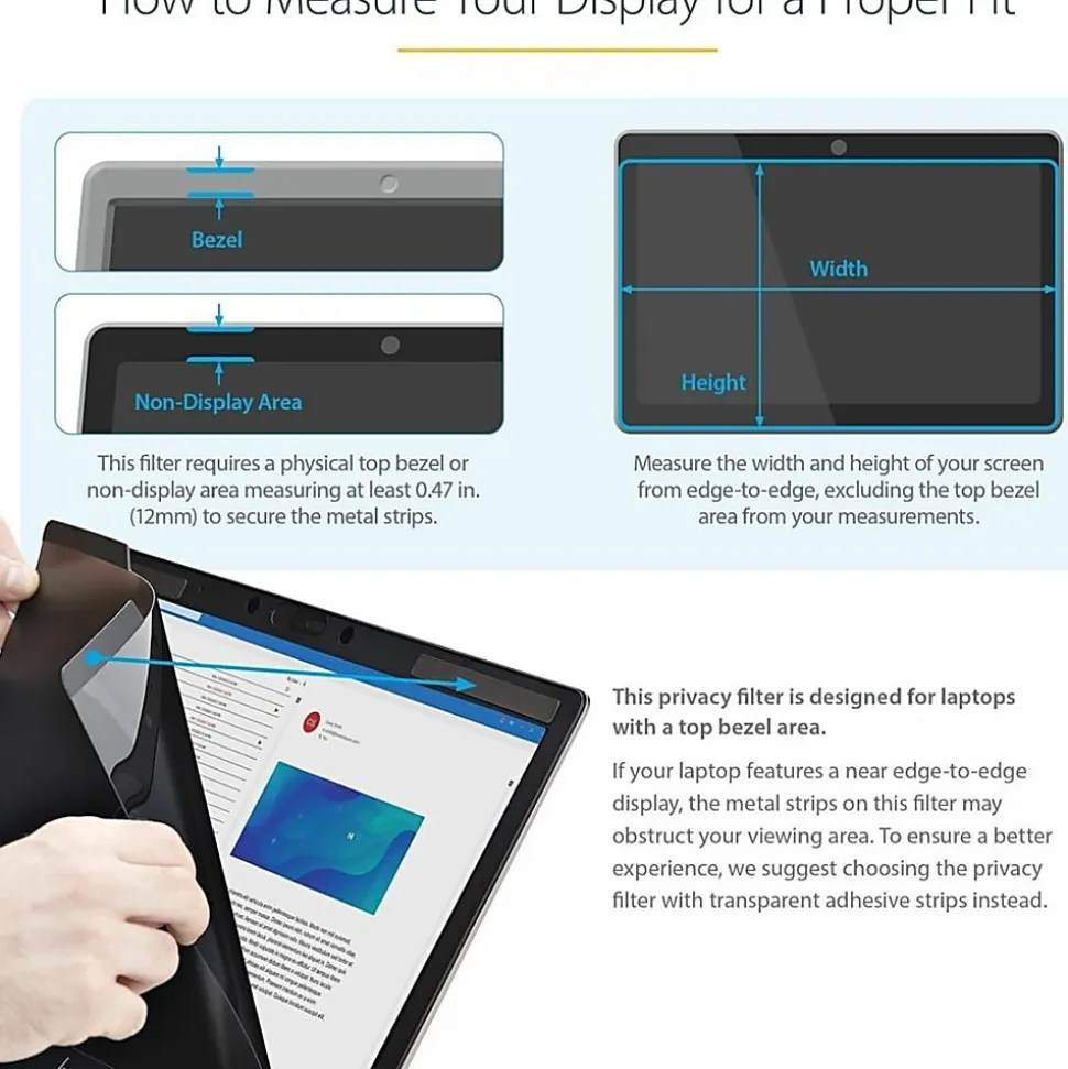 StarTech.com 15 in Laptop Privacy Screen - Matte or Glossy - Magnetic - Laptop Security Screen Filter (PRIVSCNLT15)