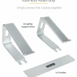 StarTech.com Laptop Stand for Desk, Supports 5kg / 11lb, Aluminum, Silver, Ergonomic Laptop Riser, Portable Laptop Holder for Desk