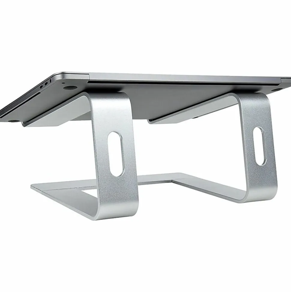 StarTech.com Laptop Stand for Desk, Supports 5kg / 11lb, Aluminum, Silver, Ergonomic Laptop Riser, Portable Laptop Holder for Desk