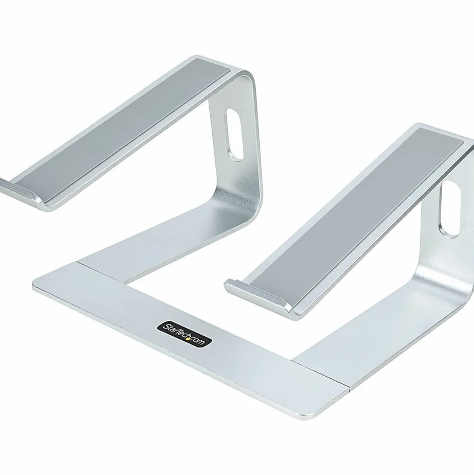 StarTech.com Laptop Stand for Desk, Supports 5kg / 11lb, Aluminum, Silver, Ergonomic Laptop Riser, Portable Laptop Holder for Desk