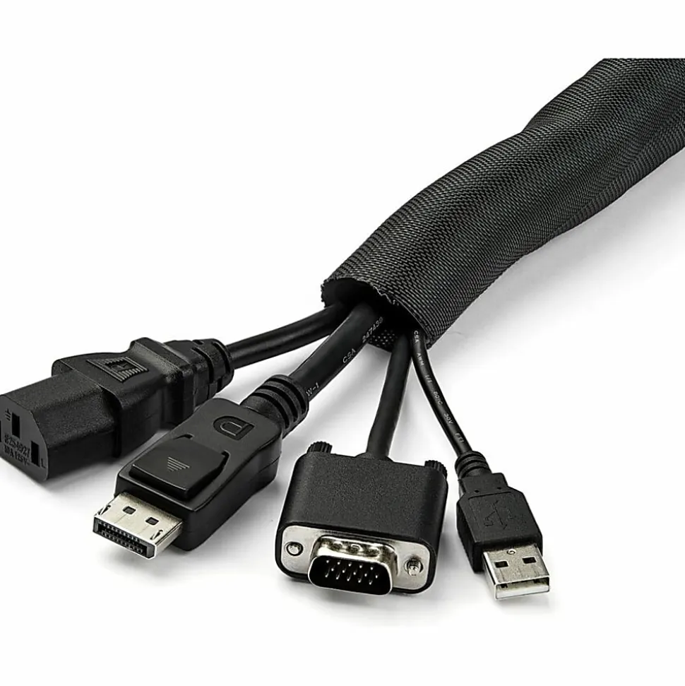 StarTech.com 15' / 4.6 m Cable Management Sleeve - Trimmable Fabric - Cord Concealer - Wire Hider - Cord Organizer (WKSTNCM2)