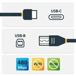 StarTech.com 2m 6ft USB C to USB B Cable - Black