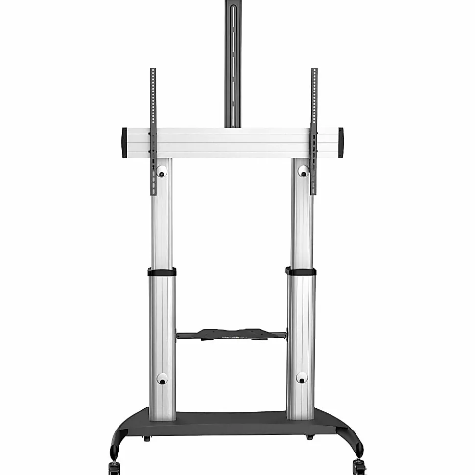 StarTech.com Mobile TV Stand, Heavy Duty TV Cart for 60-100" Display (100kg/220lb) - W/ 2 equipment shelves (STNDMTV100) - Cart - - STNDMTV100