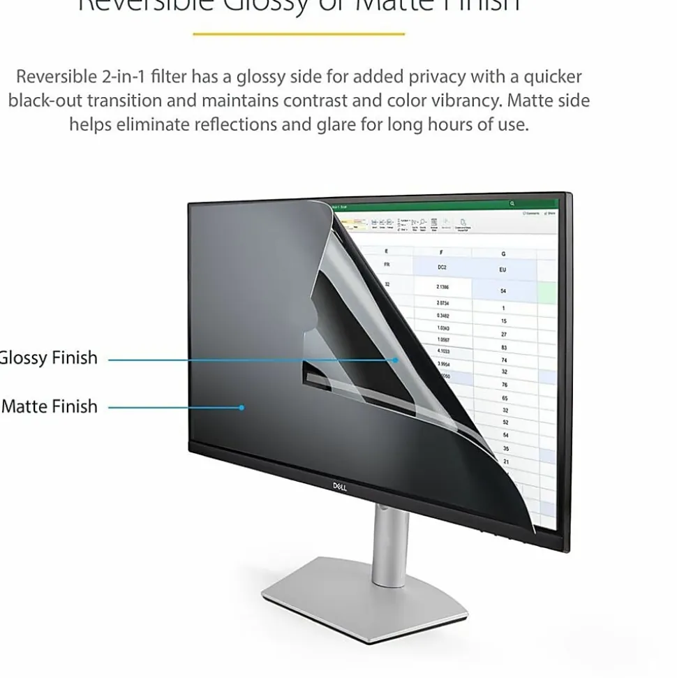 StarTech.com Monitor Privacy Screen for 21" Display - Widescreen Computer Monitor Security Filter - Blue Light Reducing Screen Protector