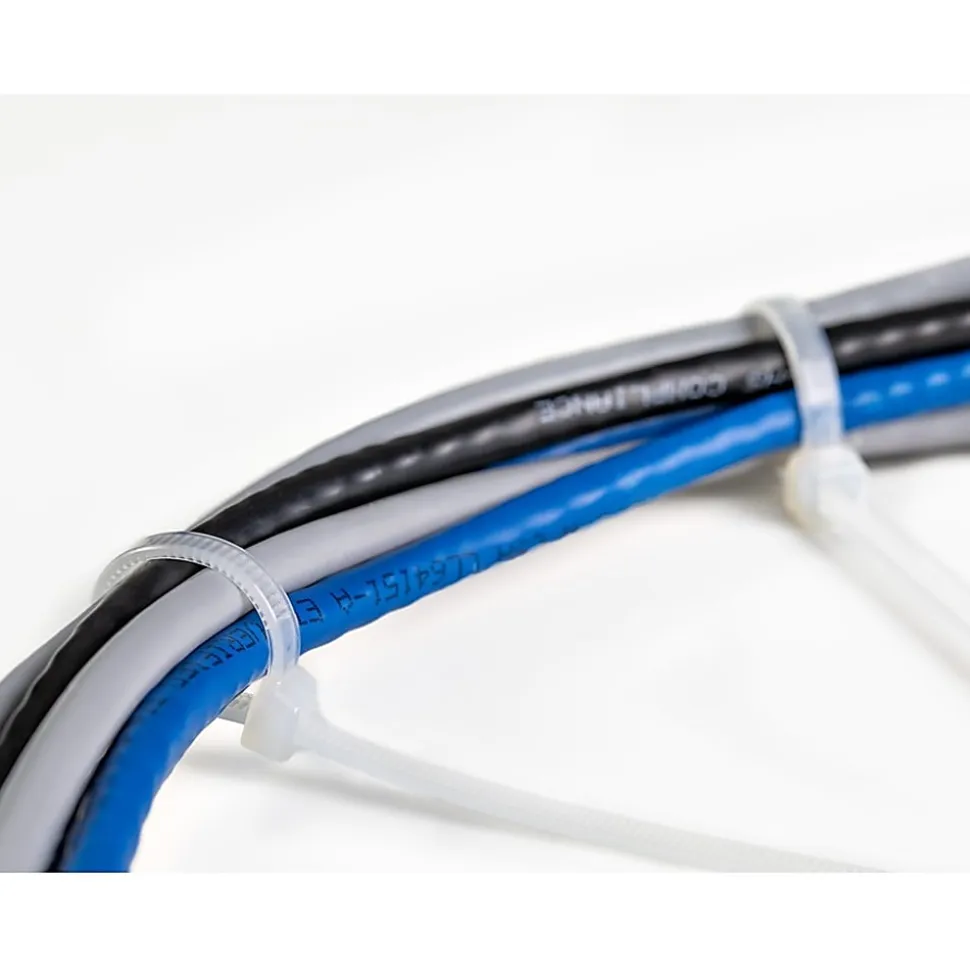 StarTech.com 100 Pack 10" Cable Ties - White Extra Large Nylon/Plastic Zip Ties Adjustable Network Cable Wraps UL TAA -100 Pack White