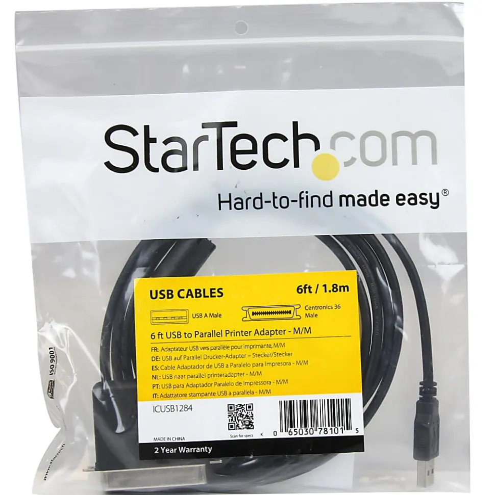 StarTech.com Parallel printer adapter - USB - parallel - 6 ft - Add a Centronics parallel port to your desktop or laptop PC through USB - ICUSB1284