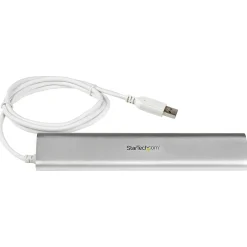 StarTech.com 7 Port Compact USB 3.0 Hub with Built-in Cable - Aluminum USB Hub - Silver