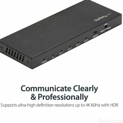 StarTech.com 4 Port HDMI Splitter - 4K 60Hz - 1x4 Way HDMI 2.0 Splitter - HDR - ST124HD202 - Displays the same image with sound on 4 screens